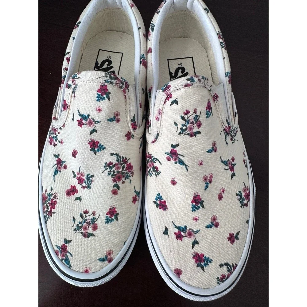 Vans Classic Slip On Ditsy Floral Womens 5 Cream Rose Canvas Shoes Discontinued